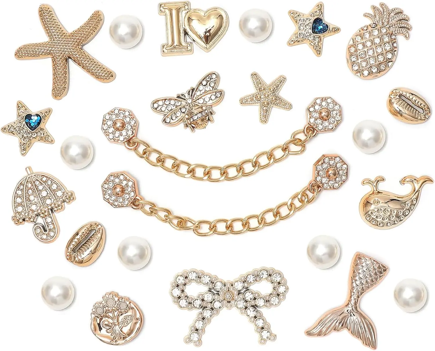 Bling Shoe Charms for Women, Sparkle Rhinestones Shoe Decoration Charms, Girly Shoe Chains, DIY Shoe Accessories for Party Favor