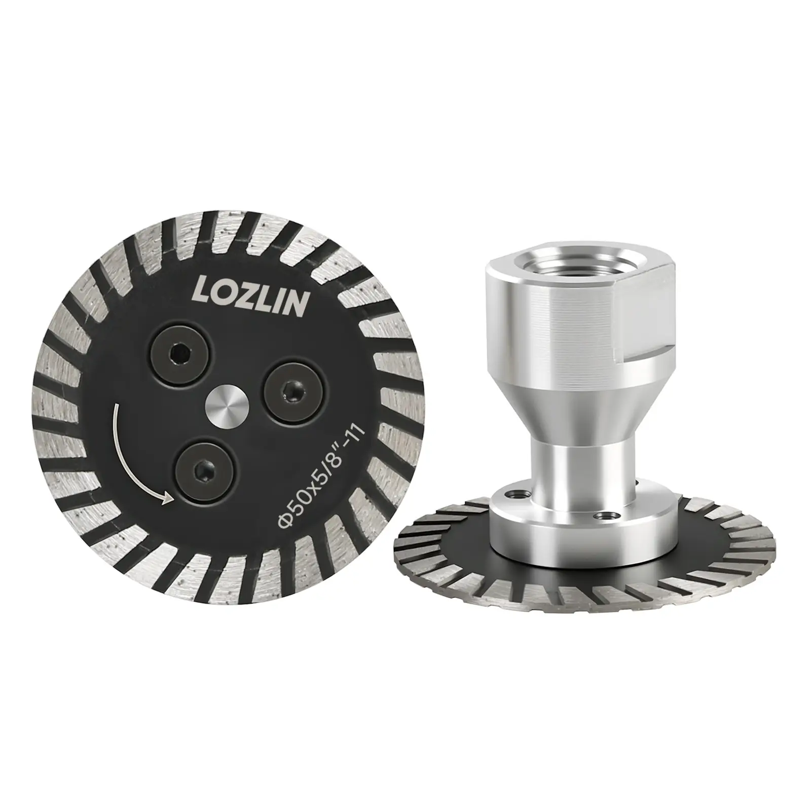 LOZLIN 2PCS 50mm Diamond Cutting Discs for Stone Concrete & Tile - 5/8-11 Abrasive Grit Blades for Precision Cuts in Tight Spaces - High-Density Emery