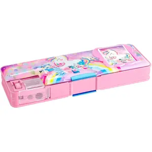 Multifunctional Pencil Box for Girls Unicorn Pencil Case with Calculator and Sharpener Cool Cute Pencilcase School Supplies Essentials Back to School Gift Birthday Present for Kids Teens