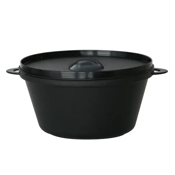 PacknWood 209MBMCOC Recyclable Plastic Mini Casserole Bowls, 2.5oz Small Black Disposable Kitchen Containers with Lids, 200 Pieces for Parties & Events