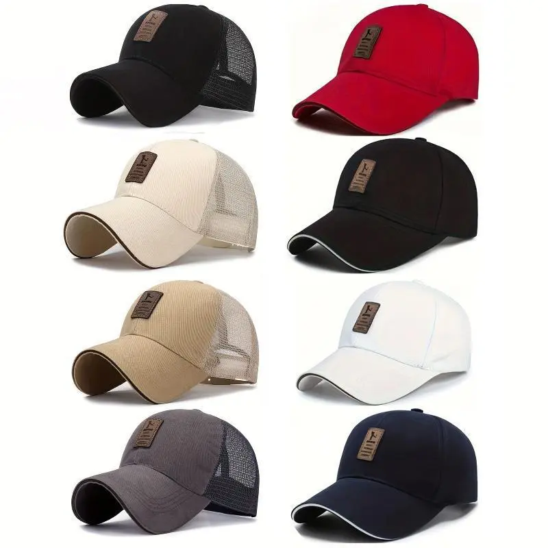 8pcs/ set 4pcs breathable mesh baseball cap and 4pcs four seasons baseball cap Simple casual baseball cap for men and women Outdoor visor
