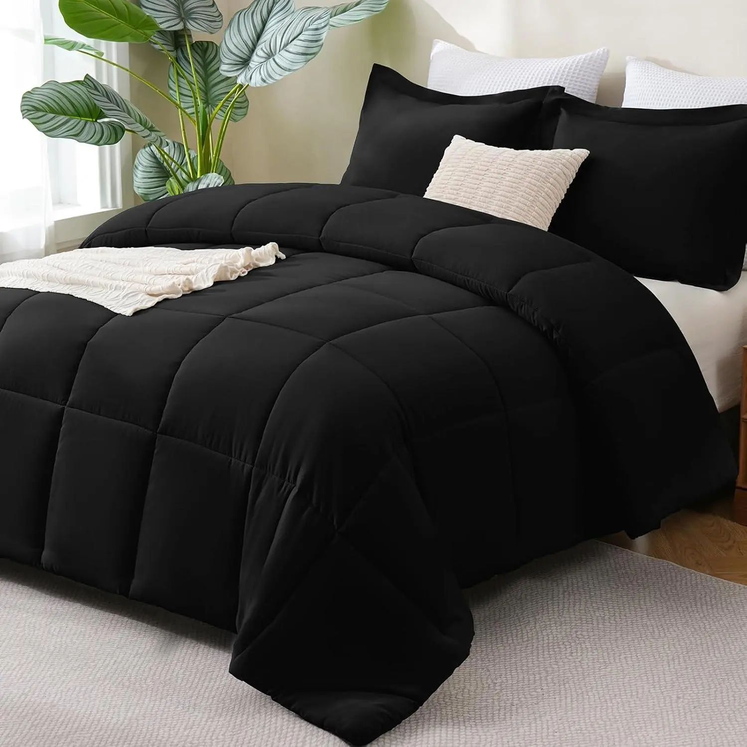 CozyLux Comforter Set - Box Stitched Comforters, Soft Bed Set for All Seasons, Lightweight Bedding Sets with Down Alternative Comforter and Pillow Shams