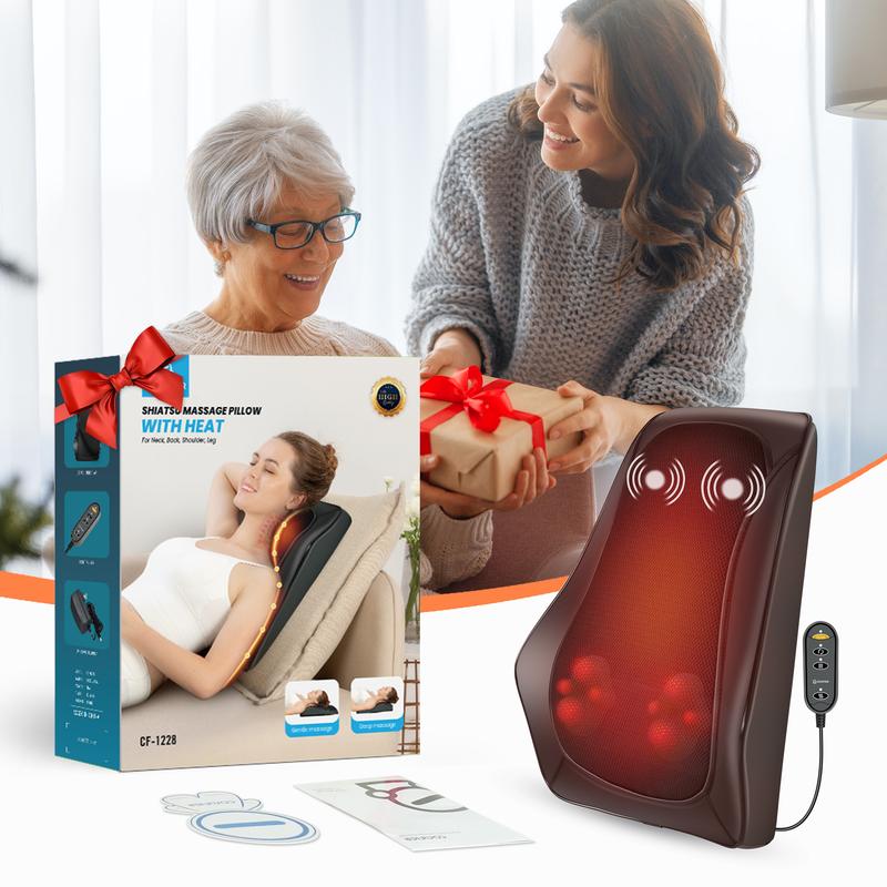 COMFIER Shiatsu Massager for Neck, Shoulders, and Back - Heat and 3D Kneading for Pain Relief - Massage Pillow Gift for Men and Women