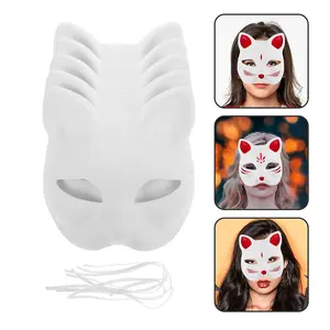 7PCS Blank Cat Masks Unpainted Paper Masks DIY Painted Animal Masks Masquerade Halloween Cosplay Costume Accessories