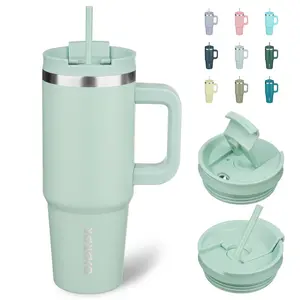 30 oz Insulated Tumbler with Handle & Straw – Stainless Steel, All-Day Temperature Retention