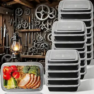 50 Pack Extra-thick Reusable Food Storage Containers with Lids, 32OZ Plastic Microwavable Lunch Boxes BPA Free, Stackable Dishwasher Safe Meal Prep Containers, Freezer Safe Bento Boxes for Adults