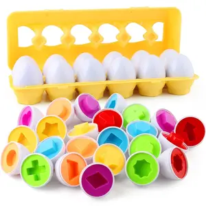 12 Piece Color & Shape Egg Toy Set, Montessori Kids Toys，Pre-School Early Learning Toys for Kids, Develop Fine Motor Skills, Perfect Halloween & Christmas Gift