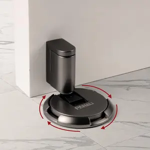 1 Pack Windproof Door Stopper, Concealed Retractable Wall Protector for Kitchens Bedrooms Offices, Grey