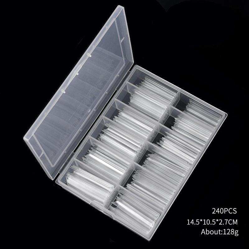 240-Piece Set of Transparent Clear Long Square Nail Tips, Full Cover Acrylic False Nails with Glossy Finish and Pure Color Design for Nail Art Extensions - Natural Look and Easy to Apply