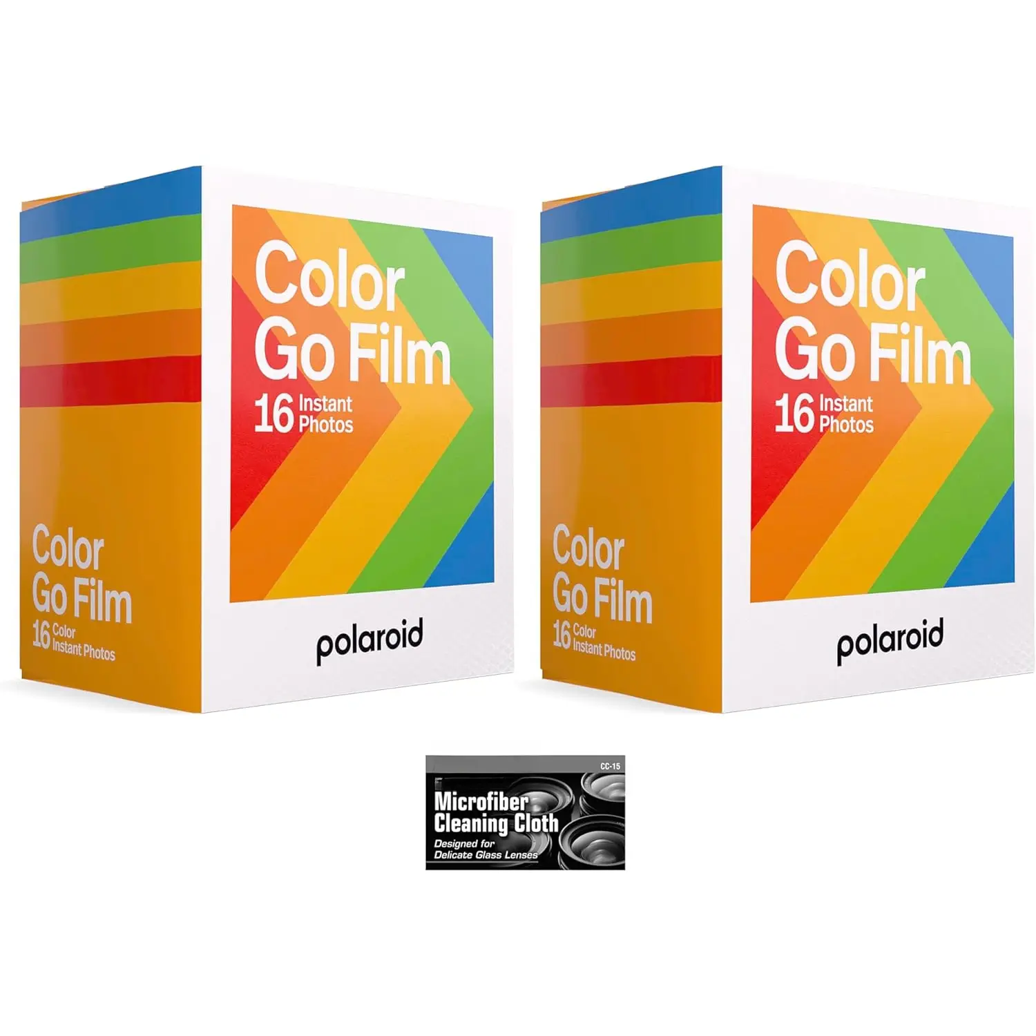 Bundle of Polaroid GO Instant Color Film for  Polaroid GO Camera - 2 Double Packs with Cloth (32 Photos)
