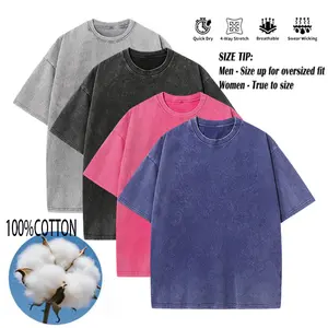 Men's Oversized T Shirts Acid Wash Cotton Crew Neck Half Short Sleeve Summer Unisex Tees Casual Loose Fit Solid Streetwear Comfortable Tops Basic Womenswear Plain Tshirt
