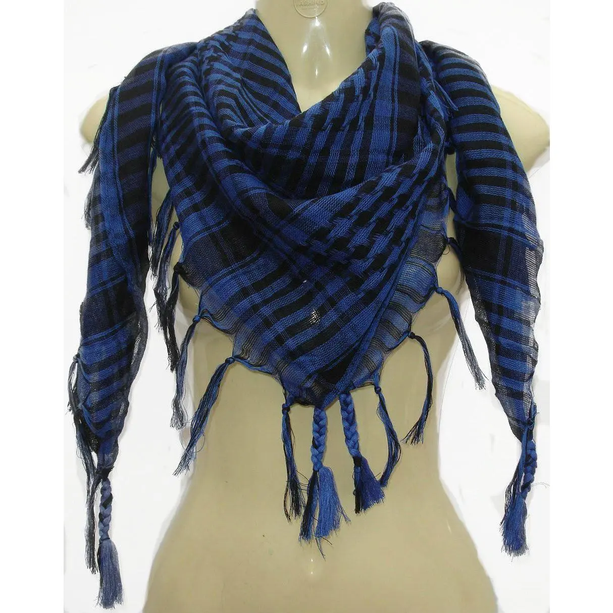 Black And Royal Blue Arab Shemagh Houndstooth Scarf 2082