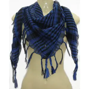 Black And Royal Blue Arab Shemagh Houndstooth Scarf 2082