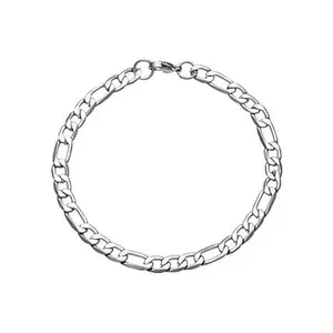Stately Steel Stainless Steel Figaro Chain Anklet