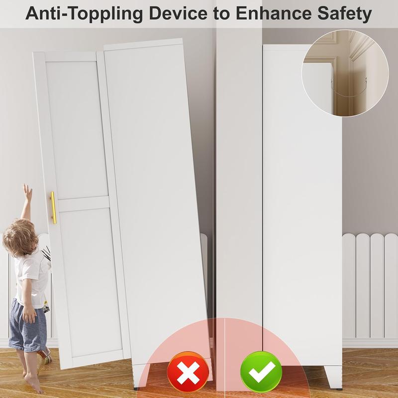 Geitin 47.25" Kitchen Metal Pantry Cabinet with 2 Doors, Adjustable Shelves, Gold Handles, Versatile Storage for Laundry Room,Living Room,Bathroom,Dinning Room