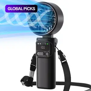 Rechargeable Portable Handheld Turbo Fan, 1-199 Adjustable Speeds, 3600mAh USB Type-C, LED Display & LED Light with SOS Mode, 3-IN-1 Personal Fan for Travel Camping Outdoor Beach Concerts Handheld Cooling Fan #GLOBAL PICKS
