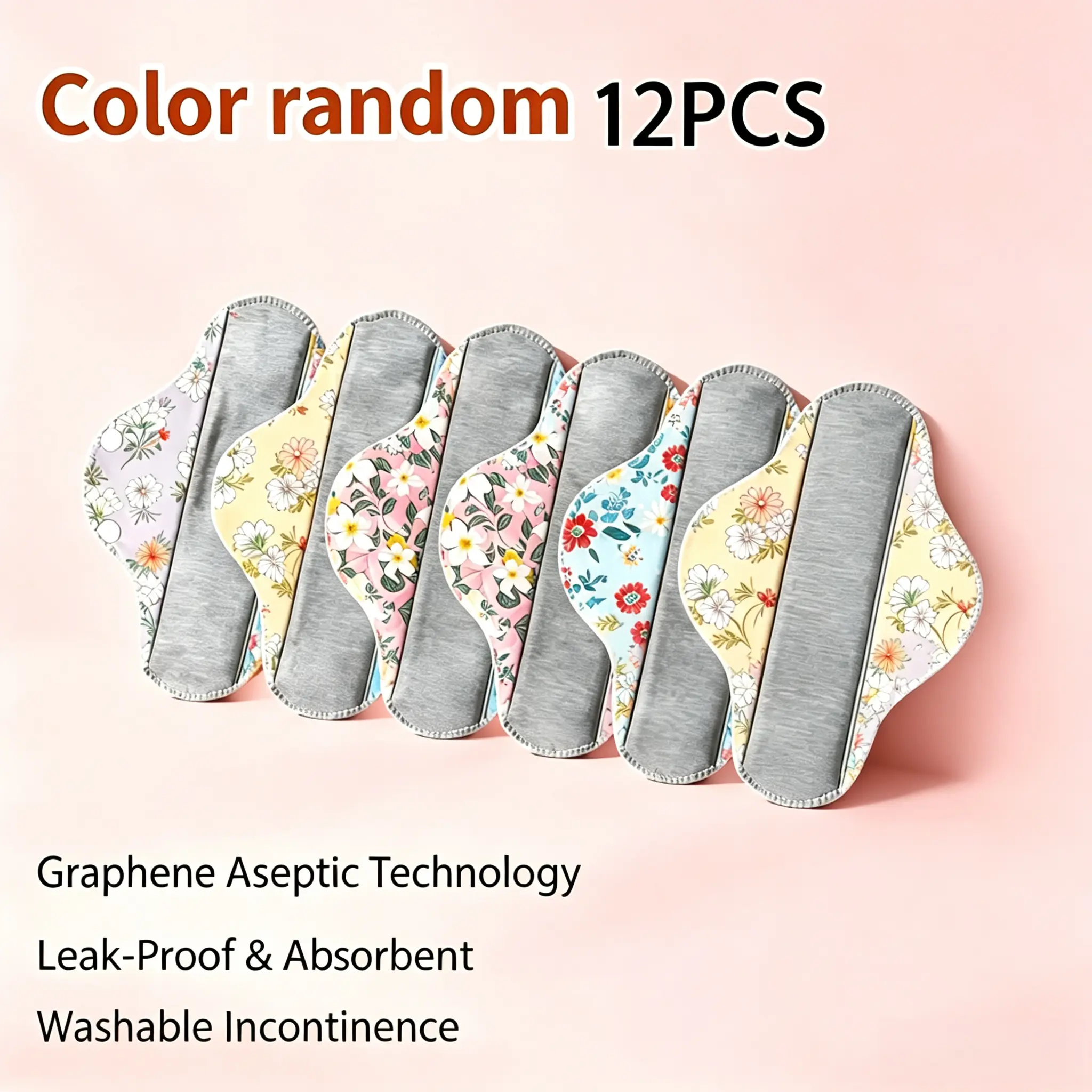 6/12PCS Graphene Reusable Incontinence Underpads - Waterproof, Breathable, Antibacterial, Moisture-Wicking Home Care Pads for Sensitive Skin, Postpartum Women & Bedridden Patients