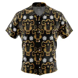 Black Bulls Black Clover Button Up Hawaiian Shirt | Cool Summer Ape Anime Vibes for Men & Fans for adults and children