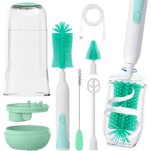 Electric Bottle Cleaning Brush Set - 6 Packs for Newborns, 360° Rotation, Silicone Material, Waterproof, Portable & Multifunctional Cleaning Brushes,Water Bottle Cleaning Kit, Nipple Brush,Straw Cleaner Brush