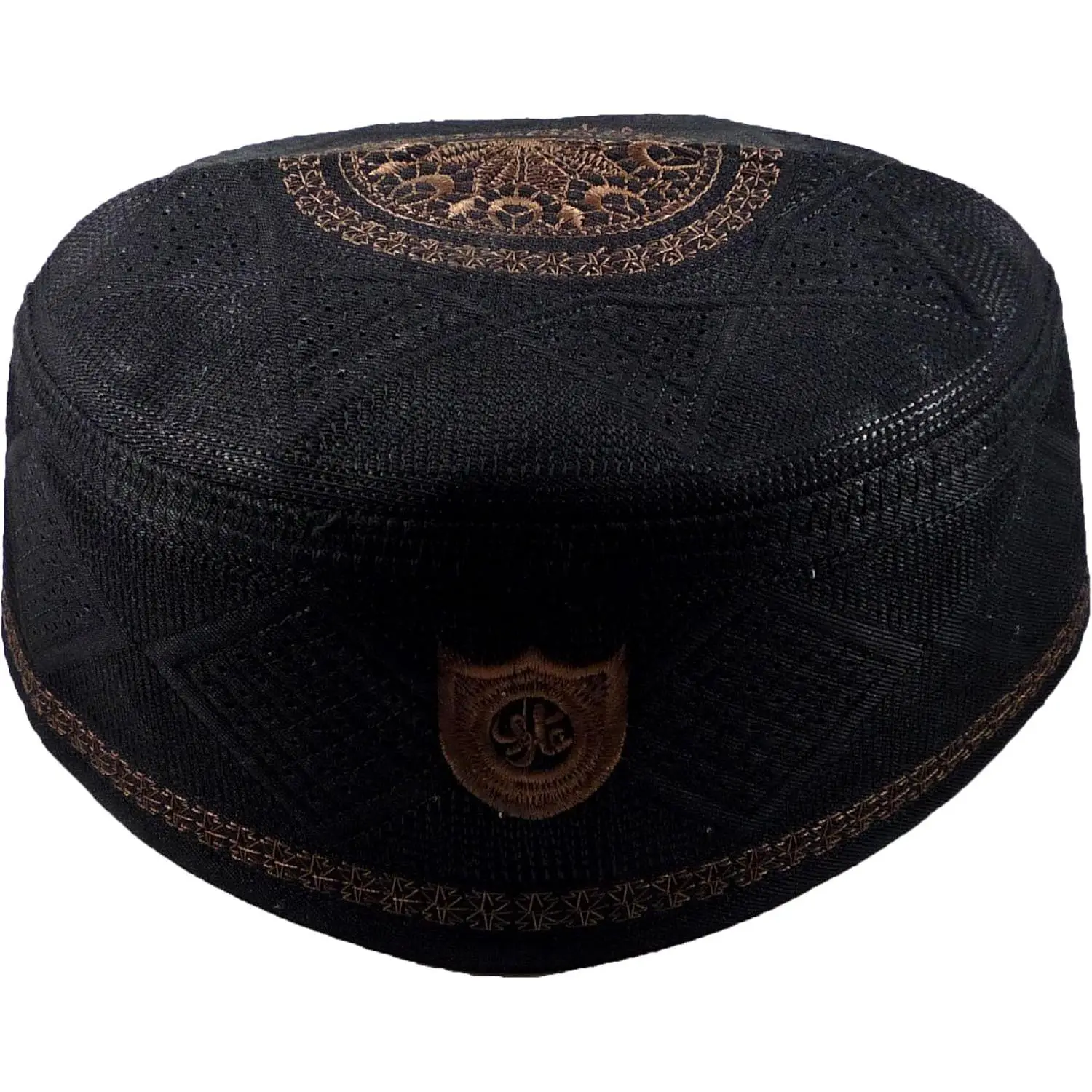 Men's Muslim Prayer Hat Headware Skull Cap Islam Kufi Black White