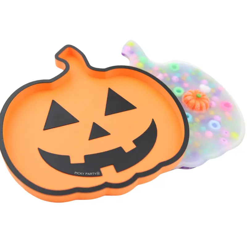Pumpkin Picky Pad and Tray- Satisfy Your Urge to Pick, Pop and Peel Stress-Free! Soft Squishy Silicone Fidget Slider