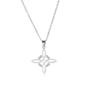 FIMENESS Witch Knot Necklace Stainless Steel, Celtic Design, Unisex Pendant, 17 inch + 2 inch Extender Chain, Durability & Longevity - Fashion Accessories