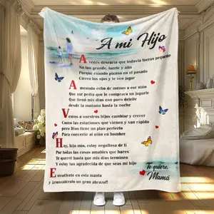 Spanish Love Letter Blanket, Soft Lightweight Flannel Throw, Perfect Gift For Son, Cozy Home Textile, Mom To Son Message, Flannel Blankets,Mother's Day Gift, Birthday Gift, Gift For Her, Gift For Him