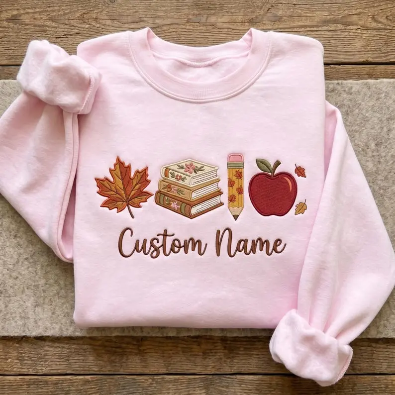 Custom Name Embroidered Sweatshirt, Back to School Clothing