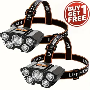 2 Pack LED Headlamp Rechargeable,Super Bright Head Lights for Forehead,Hard Hat Light Strap for Adults,Adjustable Head Flashlight,USB Headband Flashlight for Ourdoor,Working,Hiking,Running,Camping, Fishing Gear Unique Gift waterproof
