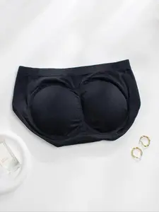 Women's Solid Color Shapewear Knicker with Removable Pads, Comfy Seamless Hip Lifter Shapewear Panties, Shaper Bottoms for Daily Wear