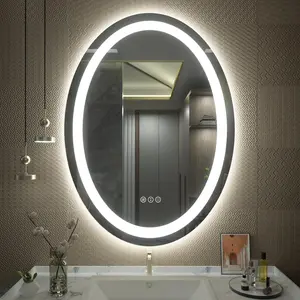 Oval LED Bathroom Mirror, Lighted Vanity Mirror for Wall, Anti-Fog, Shatter-Proof, Dimmable, Memory, Front Lights + Backlit