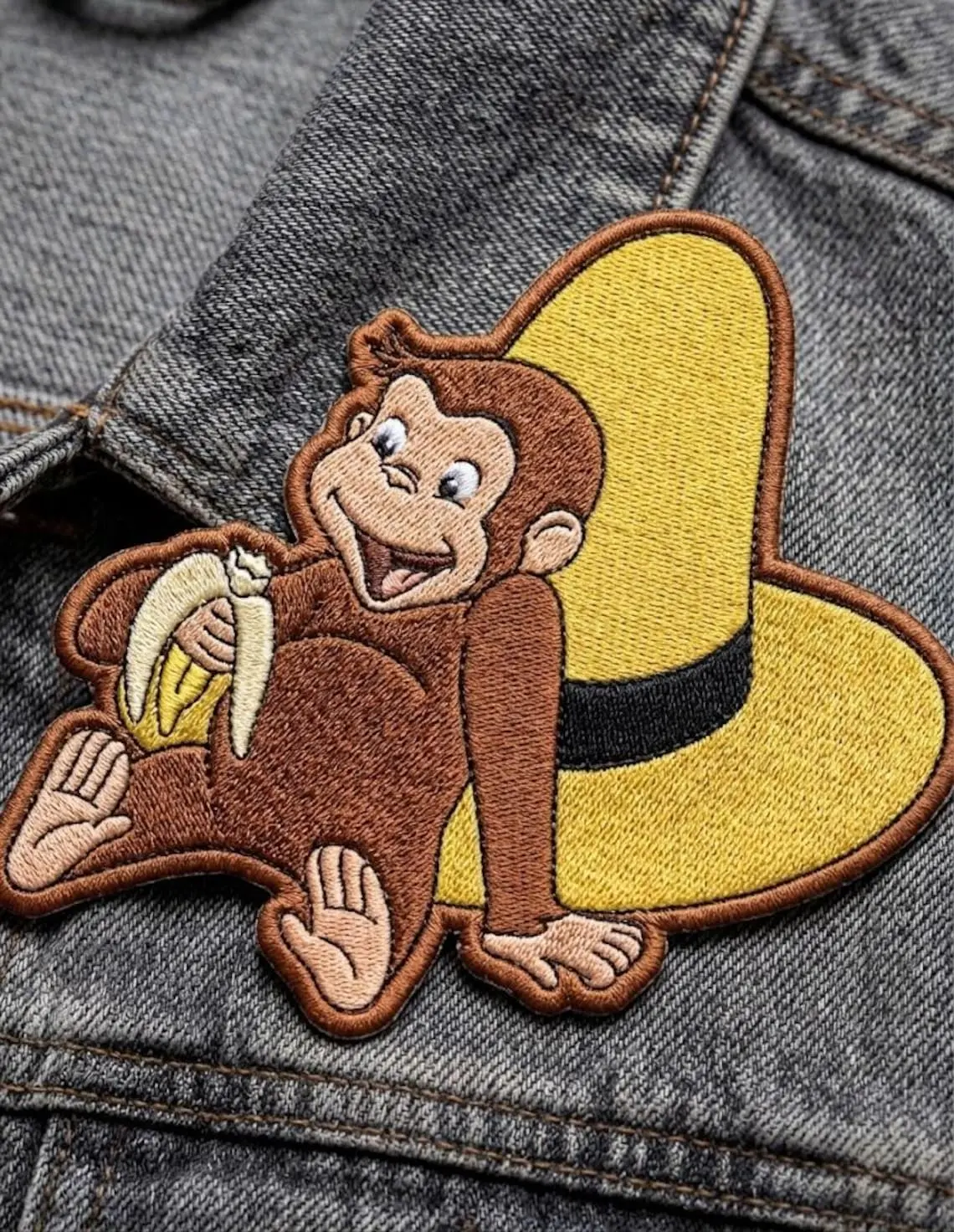 Monkey Embroidered Patch, Cute Monkey Iron On Badge, Animal Applique