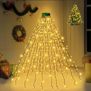 Christmas Tree Lights, 280/400 LED Christmas Lights with 8 Light Modes & Memory Function, 6.5FT String Lights with Timing Function & Remote Control for Christmas Decorations - Warm White