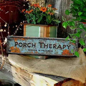 1pc Aluminum Porch Therapy Sign With Pre Drilled Holes UV Printed Frameless Vintage Metal Wall Art For Home Gothic Decor Aluminum Plaques
