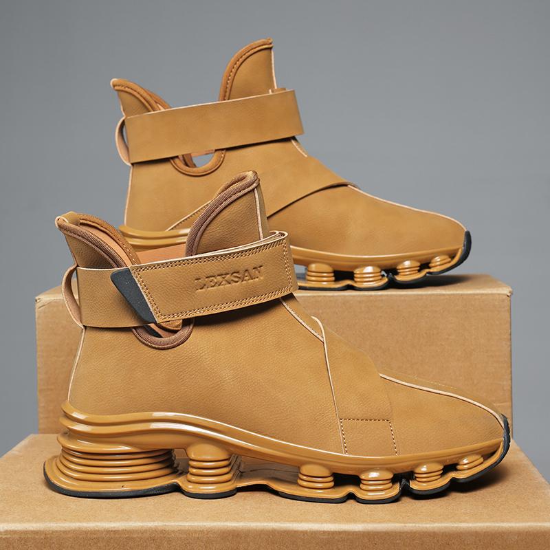 Men's Casual Boots Perforated Sole Sports Shoes Anti-Slip Running Shoes Adjustable Lacing Design All-Season Comfortable Shoe Style Training Athletic Black