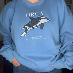 Orca Killer Whale Sweatshirts Marine Biology Ocean Lovers Blue Crewneck Embroidered