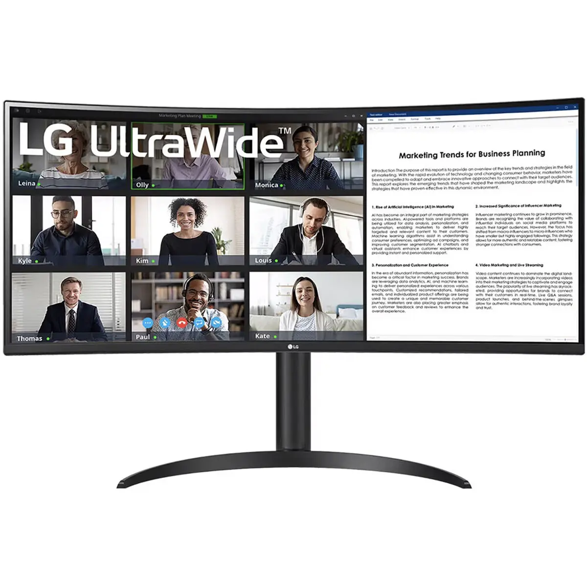 LG 34BR55QC-B 34" 21:9 UltraWide QHD 100Hz Curved VA LCD HDR Monitor, Black