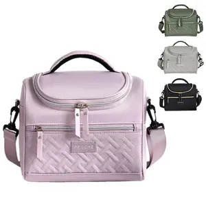 2.11gal Durable Oxford Cloth Lunch Bag, Aluminum Foil Insulated Lunch Bag with Zippered Compartments and Adjustable Shoulder Strap - Simple Everyday Use Bag