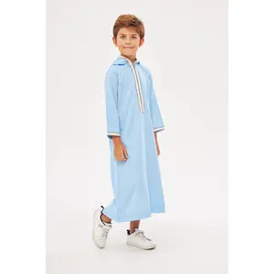 Moroccan Boys Long Sleeve Thobe - Light Blue