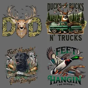 Hunting Season Themed Camo Iron on Transfer Stickers, 6 Counts/set Washable Heat Transfer Designs, DIY Decals for Clothes, T-shirt, Mask, Jeans, Backpack