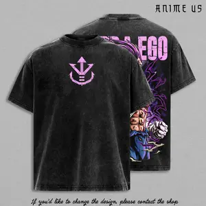 Saiyan Prince Purple Aura Shirt, Royal Warrior Anime Tee, Ego Power Vintage Washed Manga Graphic Tee DB Super
