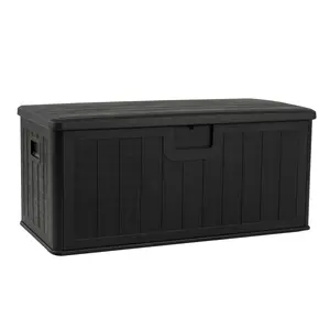 COSTWAY - 100 Gallon Large Deck Box with Lockable Lid for Patio-Black