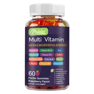 Pslalae - Multivitamin Gummies | With Zinc, Folic Acid, Niacin, and Glucose Syrup | Improves Skin, Hair, and Nails with Biotin and Antioxidants | Natural Formula - 60 Gummies