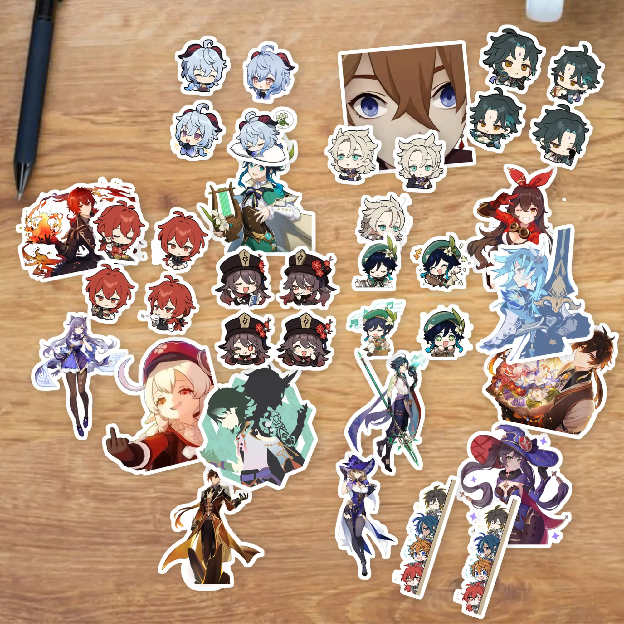 Stickers Pack 20 Pcs Genshin Bottle Impact Laptop Vinyl Water Skateboard Luggage Bumper Colorful Waterproof Bike Aesthetic Guitar Car
