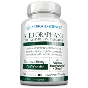 Approved Science Sulforaphane 200mg Broccoli Seed Extract Delayed Release Vegan Capsules with 300mg Broccoli Powder Supplement