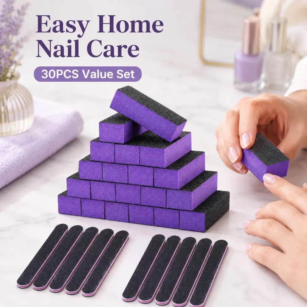 20Pcs Nail Buffer Block With 10pcs Nail Files, Sponge Sanding Buffing File Sides Nail Files for Manicure Nail Tools