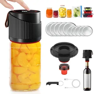 Electric Mason Jar Vacuum Sealer Kit ,with Wide and Regular Mouth Mason Lids,Automatic Vacuum Sealer One Touch for Food Storage Containers,Canning Jams,Pickle