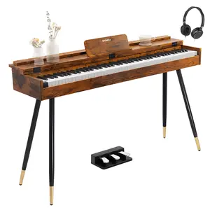STRICH 88 Key Digital Piano, Hammer-Action Weighted Keyboard, Full Size Desk Cover Electric Piano Keyboard with Stand, 25Wx2 Speakers, Headphones, Three Pedal, SDP-350S(Furniture Style)
