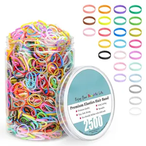 L-B052   2500 pcs Colorful Elastic Hair Rubber Bands, Small Hair Ties Accessories No Pull No Damage Stretch Holder for Girls Women TPU (25 Mixed Multi Hue)