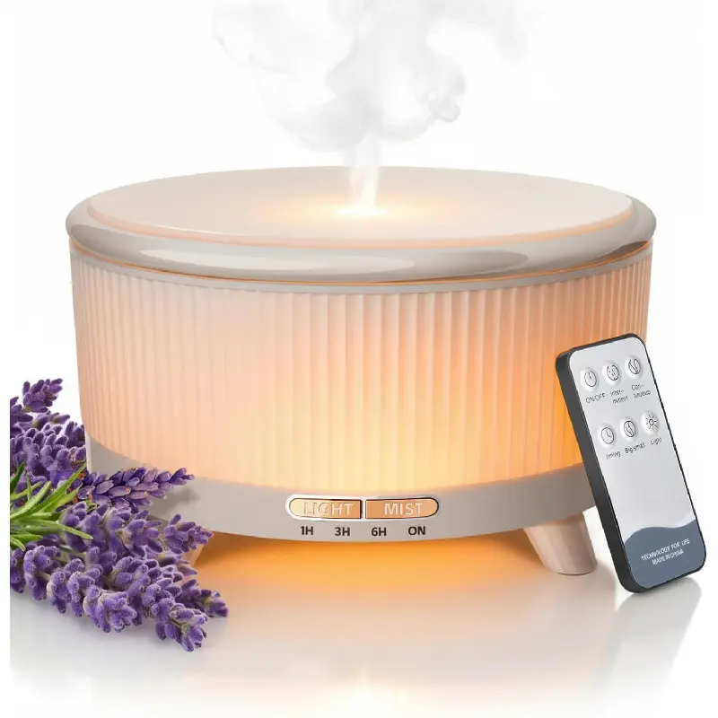 20-Hour Long-Lasting Aromatherapy, 500ML Large Essential Oil Diffuser: Ultrasonic Cool Mist Humidifier with Remote Control, 7 Color Lights, Timer, Auto-Off for Home/Bedroom/Yoga (White)